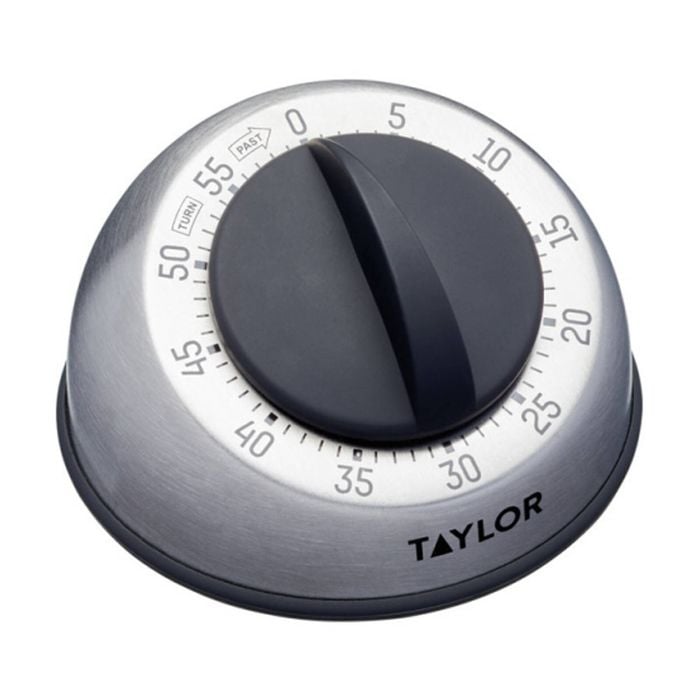 Taylor Pro Wind Up Dial Classic 60 Minute Kitchen Timer Stainless Steel