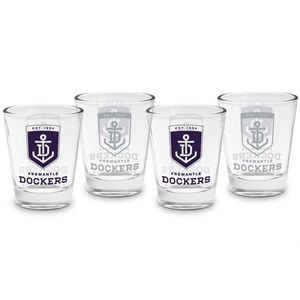 AFL Shot Glass Set of 4 - Fremantle Dockers - 50ml