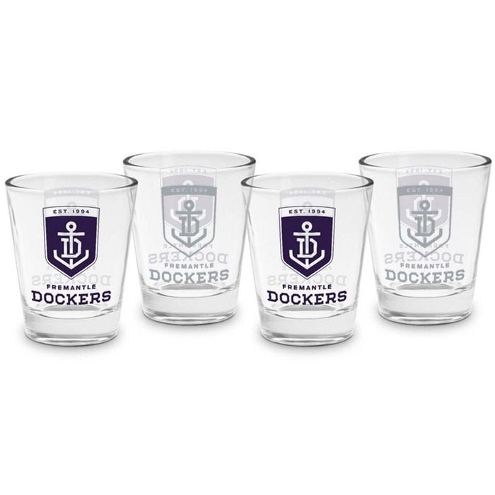 AFL Shot Glass Set of 4 - Fremantle Dockers - 50ml