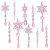 P&P Pink Crystal Acrylic Christmas Tree Icicle Snowflake Ornaments Set 18pc Gift Set