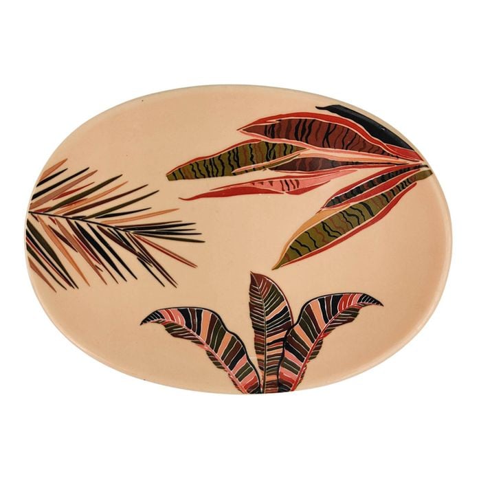 Urban Ivy Foliage 12cm Ceramic Dish Home Decor Plate - Pink/Green