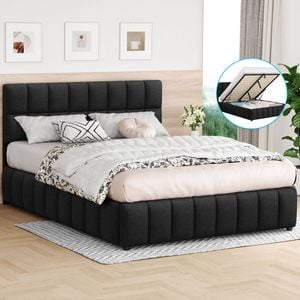 Alfordson Bed Frame Queen Hydraulic Storage Charcoal