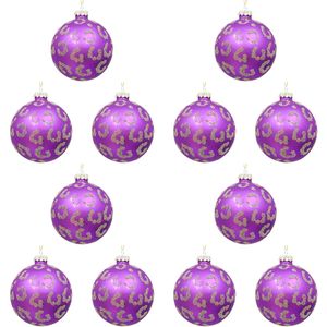 12PK LVD Glass Bauble Ava Home/Office Xmas Ornament Hanging Decor 8cm Purple
