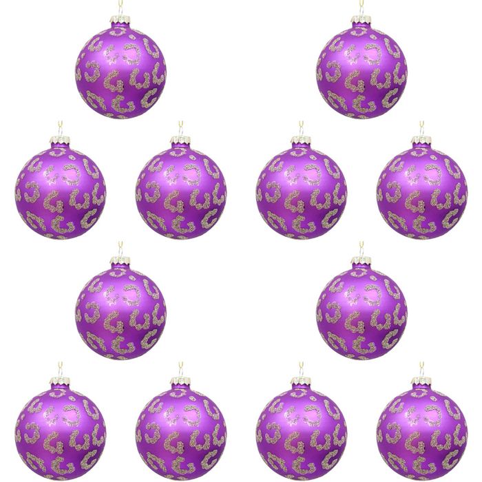 12PK LVD Glass Bauble Ava Home/Office Xmas Ornament Hanging Decor 8cm Purple