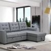 Palermo 2 Seater Sofa Lounge Upholstered Fabric Couch With bed & Reversable Storage Chaise - Grey