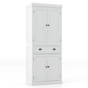 Costway 183.5cm Kitchen Organizer Wooden Buffet Storage White