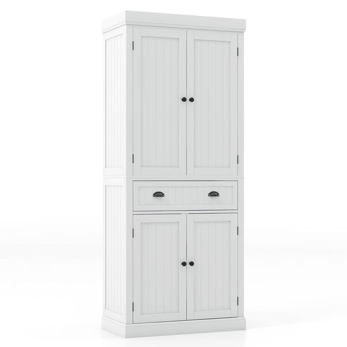 Costway 183.5cm Kitchen Organizer Wooden Buffet Storage White