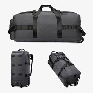 NNEOBA Roller Travel Duffel Bag with Fixed Casters Grey