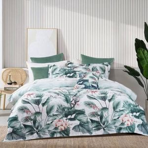 Bianca Abbey King Cotton Quilt Cover Set 210x245cm - Green