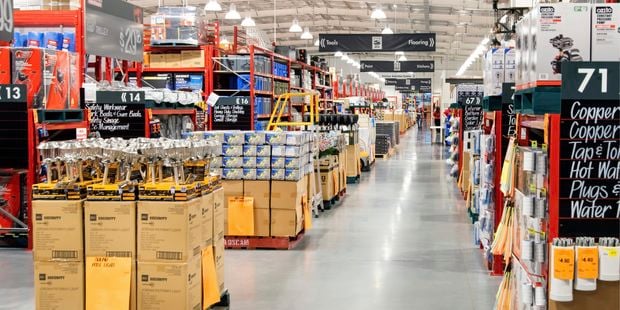 Bunnings warehouse in store shot of the middle aisle