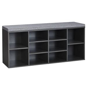 Costway 10-cube Shoe Cabinet Bench Shoe Storage Rack Hallway Organizer Grey