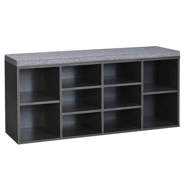 Costway 10-cube Shoe Cabinet Bench Shoe Storage Rack Hallway Organizer Grey