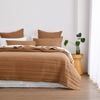 Dreamaker Superfine Washed Microfibre Stripe Quilted Coverlet Set Rust Super King Bed