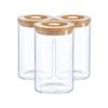 Argon Tableware 3 Piece Glass Jar With Wooden Lid Storage Set - Round Scandinavian Style Airtight Canister - 1 Litre