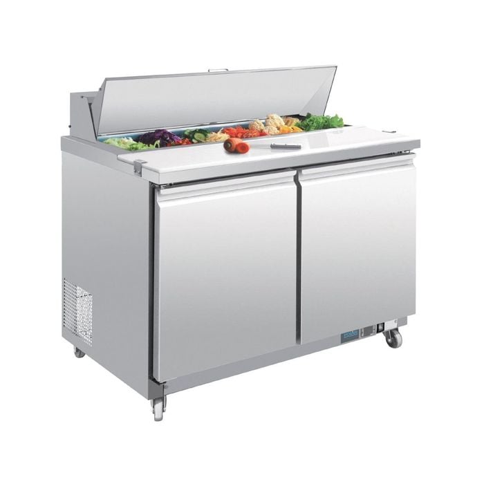 Polar U-series 2 Door Prep Counter Fridge 405ltr - Pizza Prep Fridges (gd882-a)