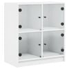 vidaXL Side Cabinet with Glass Doors Sideboard Cupboard Living Room White