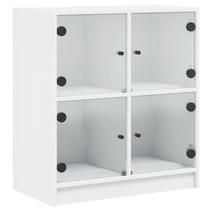 vidaXL Side Cabinet with Glass Doors Sideboard Cupboard Living Room White