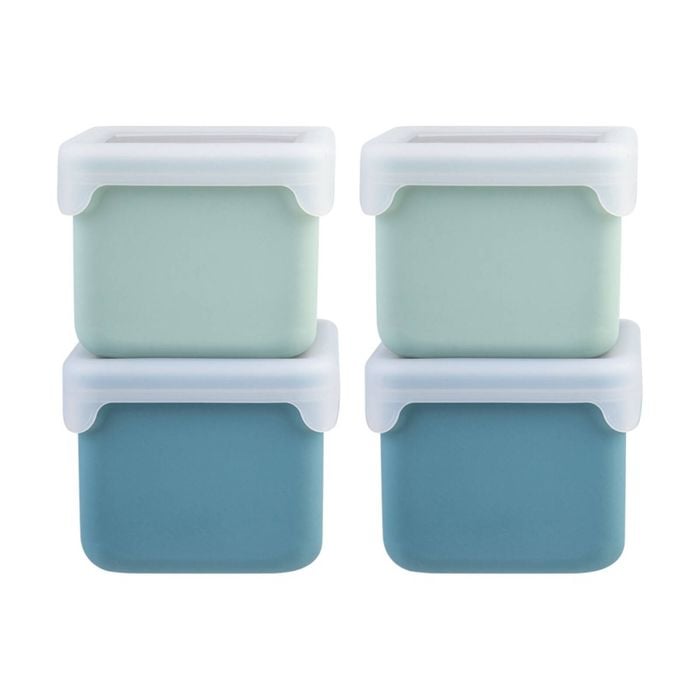 2x 2pc Melii Silicone Kid-friendly Snack Food Containers Set Blue/mint 236ml