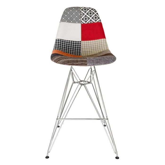 Sk Designer Living | Replica Eames Dsr Stool | Fabric & Chrome - Multicoloured V2