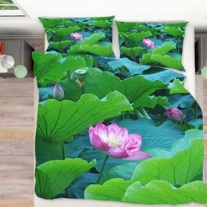 3D Pond Pink Lotus 309 Bed Pillowcases Quilt King Size