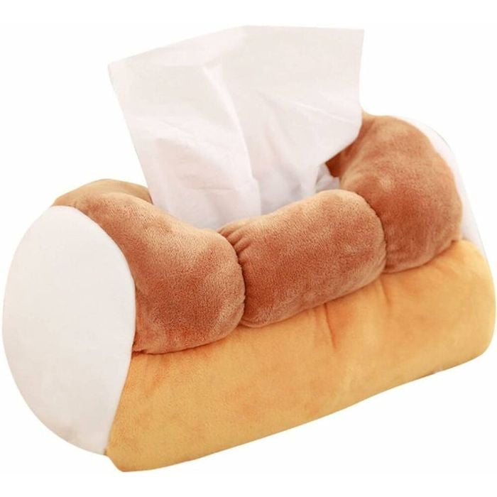 Cute Toast Bread Plush Tissue Box Holder - Funny Simulation for Car & Home