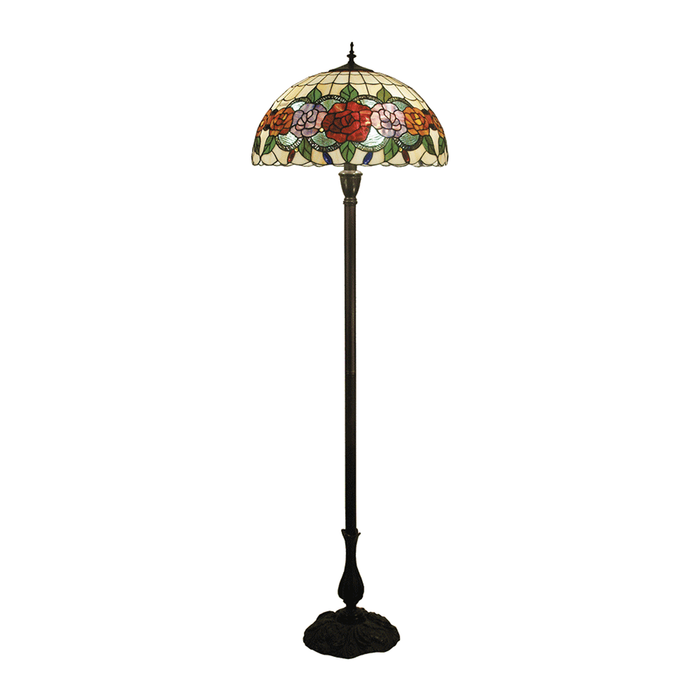 G&g Red Rose Tiffany Floor Lamp