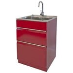 Dissco 565mm Red Elite Twin Drawer Laundry Tub