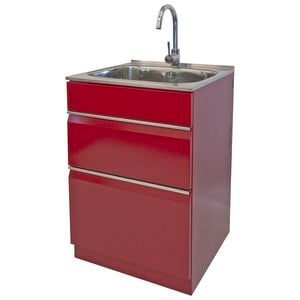 Dissco 565mm Red Elite Twin Drawer Laundry Tub