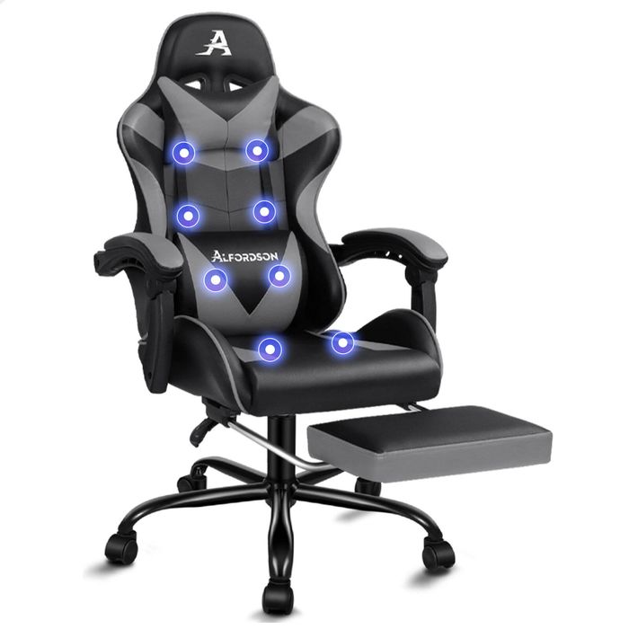 ALFORDSON Massage Gaming Office Chair Grey