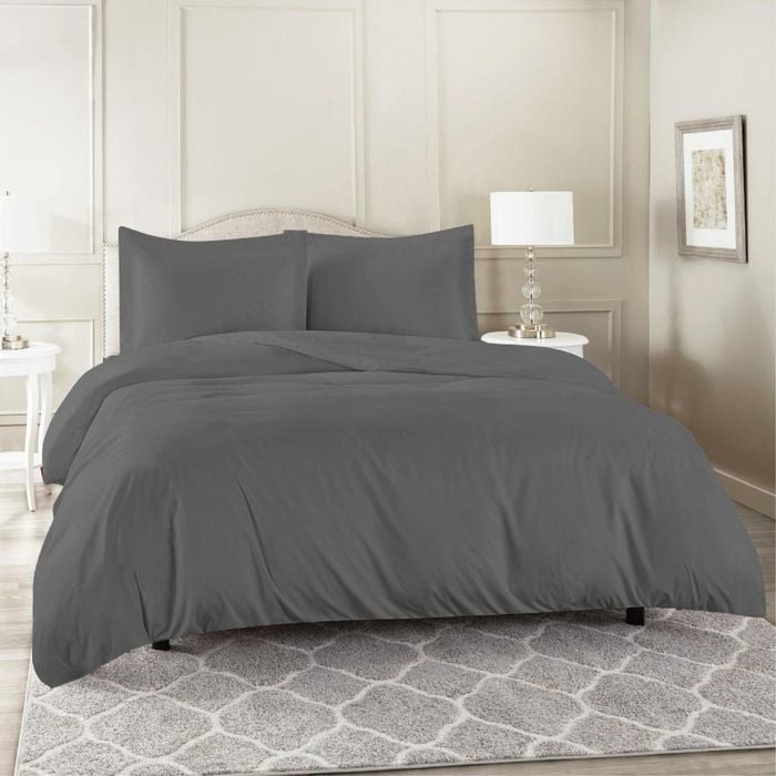 Luxor King Grey Color 1000TC 100% Cotton Quilt Doona Duvet Cover Pillowcase Set