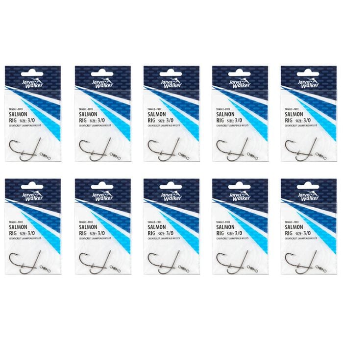 10x Jarvis Walker Tangle Free Flathead Rig Hooks Size 3/0