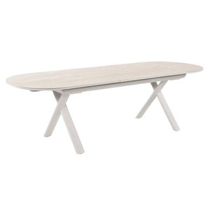 FurnitureOkay Malta Sintered Stone Outdoor Extendable Dining Table (200/250x100cm Oval) - Sandstone