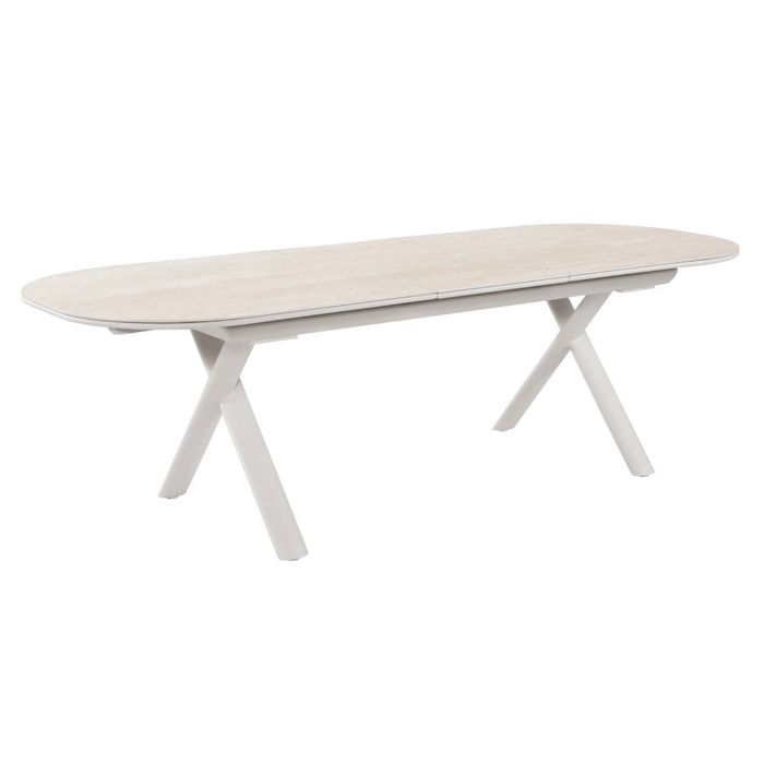 FurnitureOkay Malta Sintered Stone Outdoor Extendable Dining Table (200/250x100cm Oval) - Sandstone