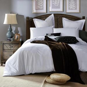 CottonMore 350TC Plain White Cotton Quilt Cover Set - King