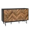Verona Buffet Credenza Sideboard Cabinet 2 doors 3 drawers woodgrain and black