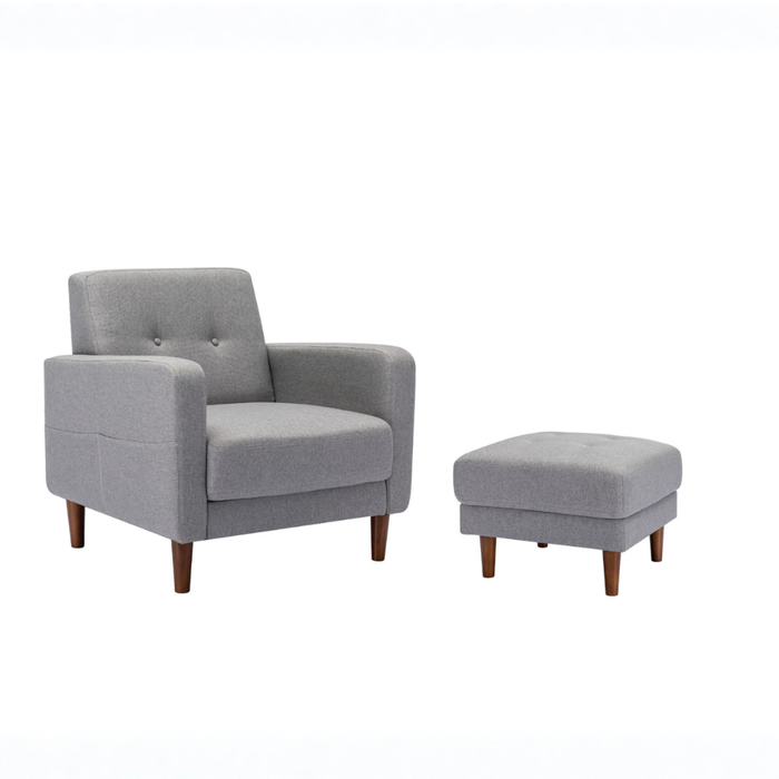 Zinus Adair Armchair & Ottoman Set with Armrest Pockets