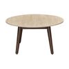 Milo 80cm Round Coffee Table Sintered Stone Travertine Top Walnut