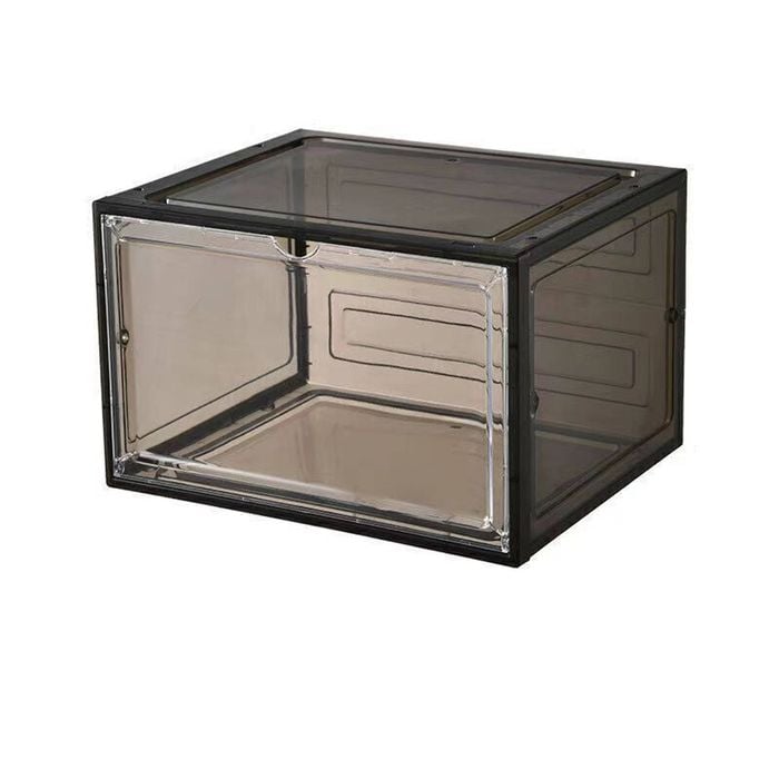 Provecta 10 Pack Black Stackable Sneaker Display Shoe Boxes with Clear Side Door – 33x27x21cm