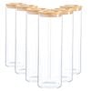 Argon Tableware Glass Storage Jar - Wood Lid - 2 Litre - 6x Modern Round Scandi Organisation Container Glass Jar