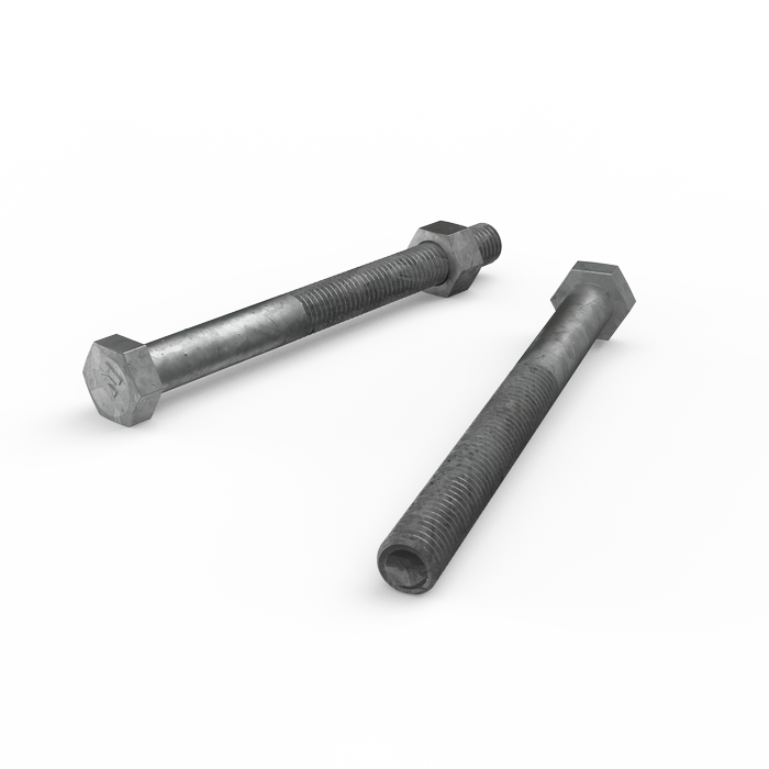 ZENITH M12 x 130mm Hot Dip Galvanised Hex Head Bolts and Nuts - Each