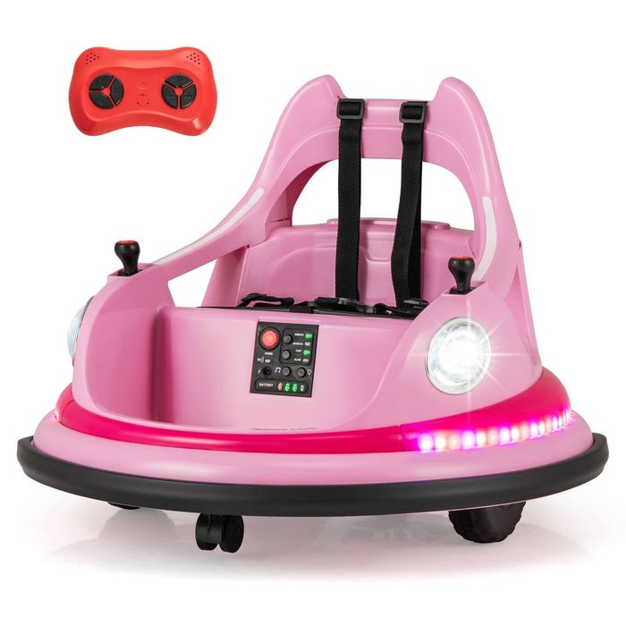Costway Kids Bumper Car 12V Electric Ride on Toy w/Remote Control Pink