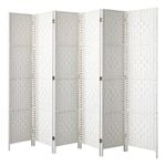Oikiture 6 Panel Room Divider Screen Privacy Timber White