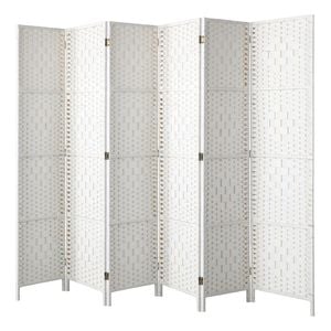 Oikiture 6 Panel Room Divider Screen Privacy Timber White