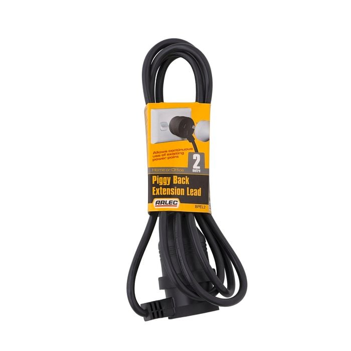 Arlec 2m Black Piggy Back Extension Lead - 2m