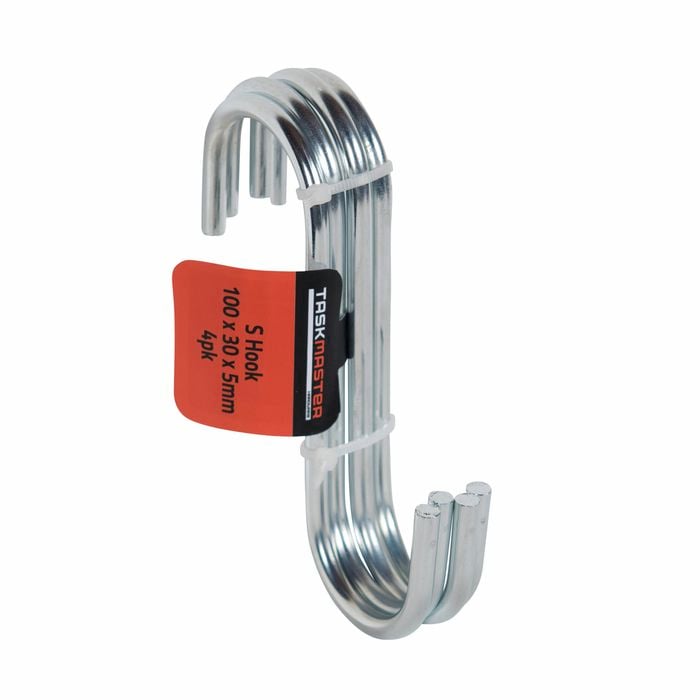 Taskmaster 100 x 30 x 5mm Steel S Hook - 4 Pack