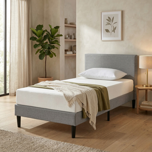 Zinus Single Bed Frame Base Fabric Light Grey | Perfect for Toddler Kids Bed
