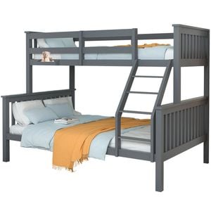 Kingston Kids Slumber Bunk Bed Triple Wooden Single Over Double Beds Grey