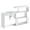 Ufurniture Nail Desk Manicure Table w/Dust Collector, Rotatable Reversible L-Shaped/Line-Shaped White