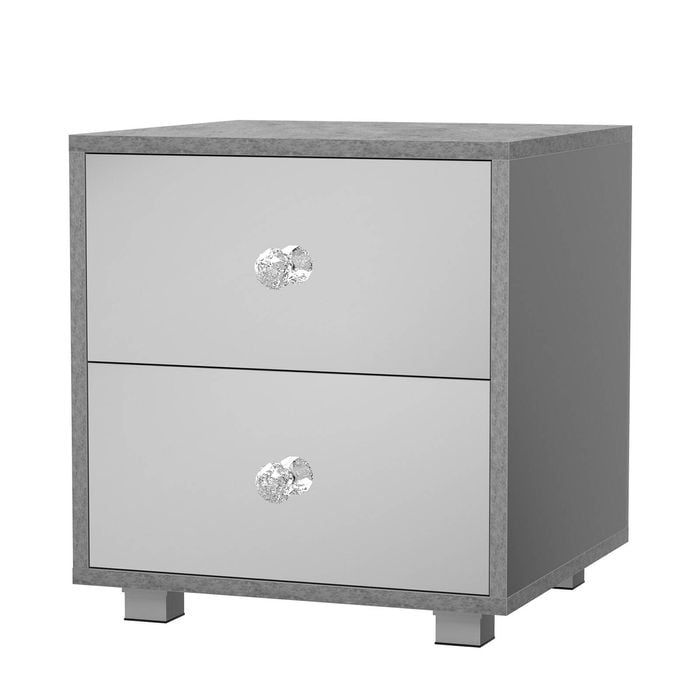 Ufurniture Mirrored Bedside Table 2 Drawers Nightstand Side Table Storage Cabinet for Bedroom