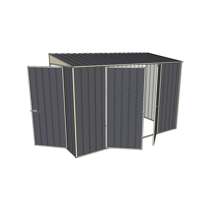 Build-A-Shed 1.2 x 3.0 x 2.0m Skillion Double Hinged Side Doors Shed - Grey